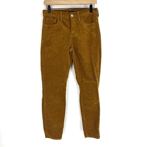 J Crew Pants Size 26 Womens Golden Brandy Brown Mid Rise Skinny Corduroy Stretch - Picture 1 of 8